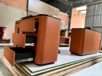 Bàn làm việc kết hợp tủ bọc da công nghiệp